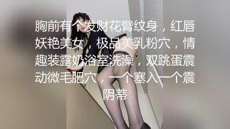 胸前有个发财花臂纹身，红唇妖艳美女，极品美乳粉穴，情趣装露奶浴室洗澡，双跳蛋震动微毛肥穴，一个塞入一个震阴蒂